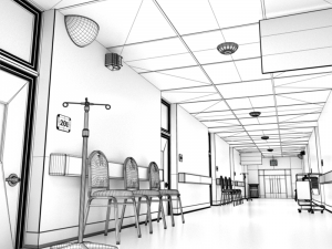 hospital hallway 3D 模型