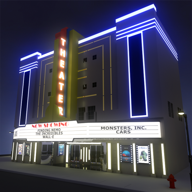 movie theater Modello 3D .c4d .max .obj .3ds .fbx .stl .blend 