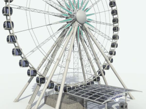 sky wheel con piattaforma d'imbarco ruota panoramica Modello 3D