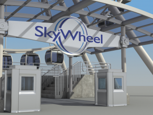 sky wheel with boarding platform ferris wheel 3D Модель