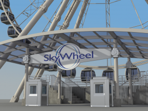sky wheel with boarding platform ferris wheel 3D Модель