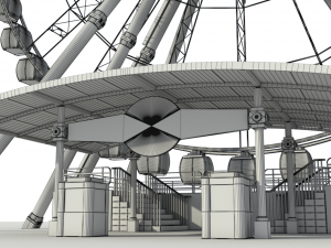 sky wheel with boarding platform ferris wheel 3D Модель