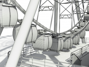 sky wheel with boarding platform ferris wheel 3D Модель