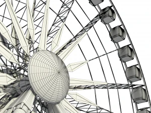 sky wheel with boarding platform ferris wheel 3D Model