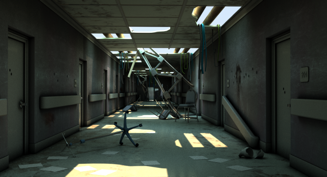 damaged hallway 3D Model in Hall 3DExport