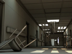damaged hallway 3D Model