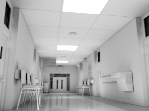 hospital hallway white 3D Model