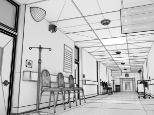 hospital hallway white 3D Model