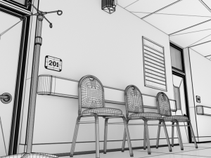 hospital hallway white 3D Model