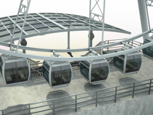 sky wheel with boarding platform maya 3D 模型