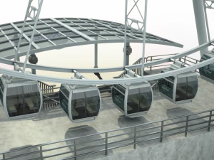 sky wheel with boarding platform maya 3D Model