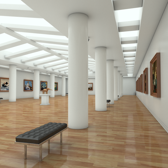 modern art gallery 3D Model .c4d .max .obj .3ds .fbx .stl .blend 