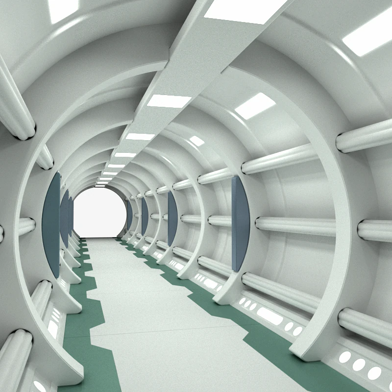 sci-fi spaceship corridor 3D Model .c4d .max .obj .3ds .fbx .stl .blend 