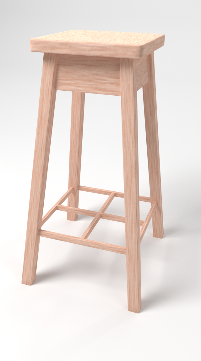 wooden stool Modello 3D .c4d .max .obj .3ds .fbx .stl .blend 