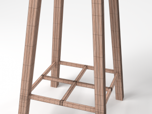 wooden stool Modello 3D