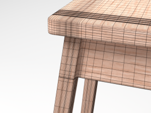 wooden stool Modello 3D