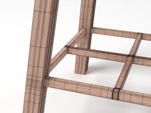 wooden stool Modello 3D