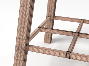 wooden stool 3D Model
