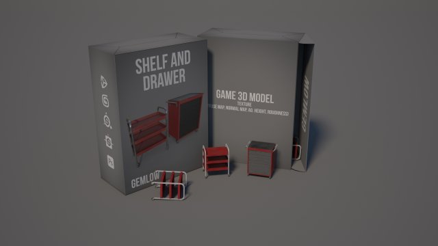 shelf and drawerl 3D Model .c4d .max .obj .3ds .fbx .stl .blend 