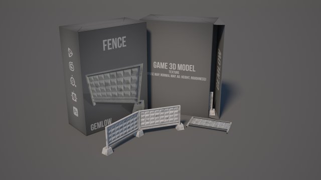 concrete fence Model 3D .c4d .max .obj .3ds .fbx .stl .blend 