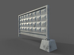 concrete fence Model 3D
