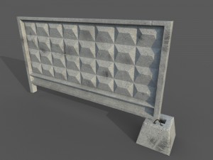 concrete fence Model 3D