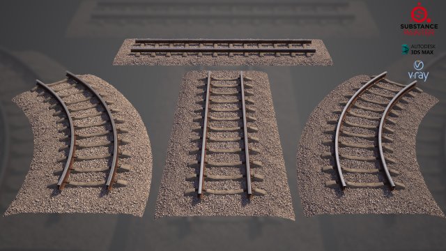 modular railway 3D Model .c4d .max .obj .3ds .fbx .stl .blend 