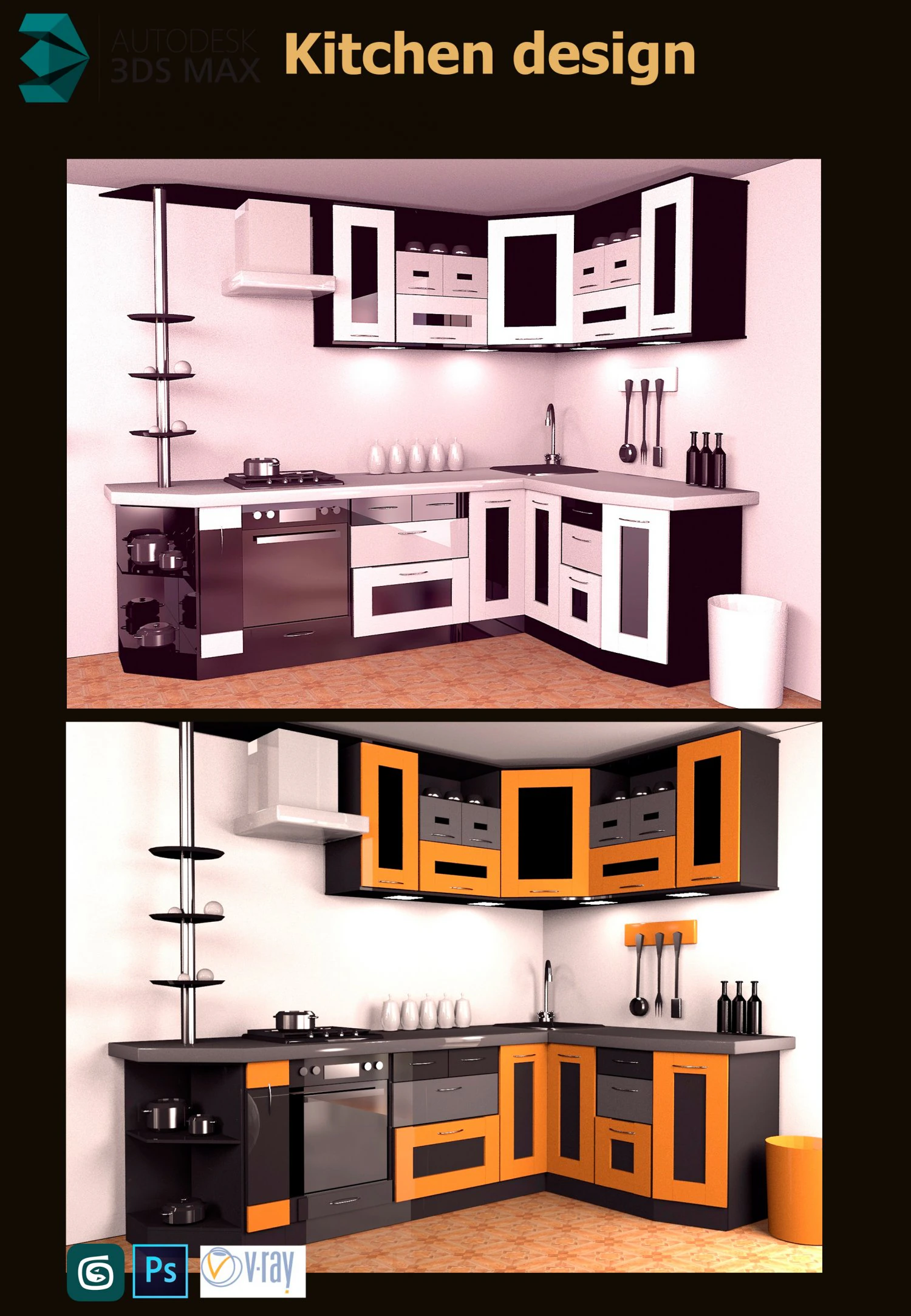 kitchen set 3D Model .c4d .max .obj .3ds .fbx .stl .blend 