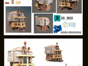 带轮子的房子 3D 模型