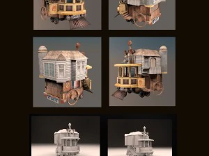 带轮子的房子 3D 模型