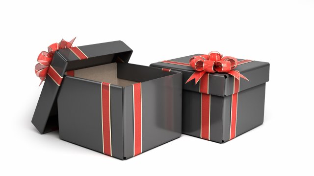 black cardboard gift box with red bow Model 3D .c4d .max .obj .3ds .fbx .stl .blend 