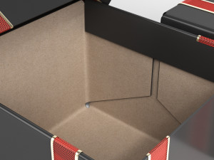 black cardboard gift box with red bow Model 3D