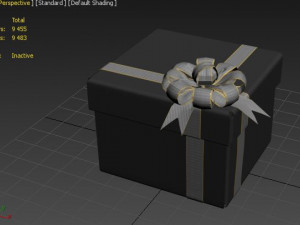 black cardboard gift box with red bow Model 3D