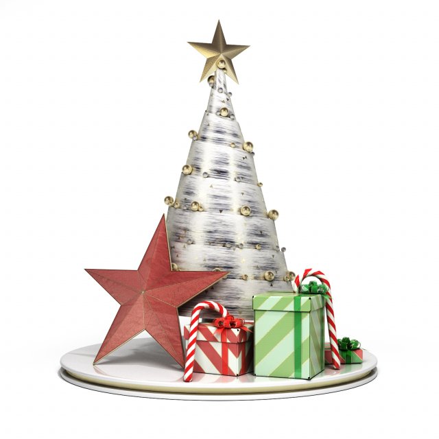 set of new years decorative elements in a simple minimalistic style 3D Model .c4d .max .obj .3ds .fbx .stl .blend 