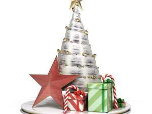 set of new years decorative elements in a simple minimalistic style 3D Model