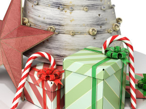 set of new years decorative elements in a simple minimalistic style 3D Model