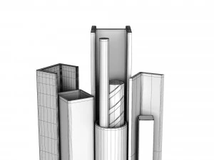 profil&eacute;s m&eacute;talliques, tuyaux et coins Modèle 3D