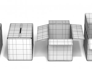 cardboard boxes open and closed Modèle 3D