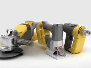 set of modern portable power tools drill grinder and jigsaw 3D मॉडल