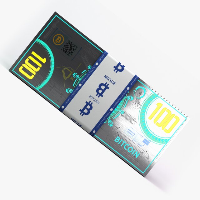 bitcoin bill concept Modelo 3D .c4d .max .obj .3ds .fbx .stl .blend 