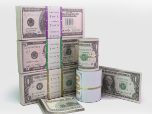 set of dollar bills 3D Model