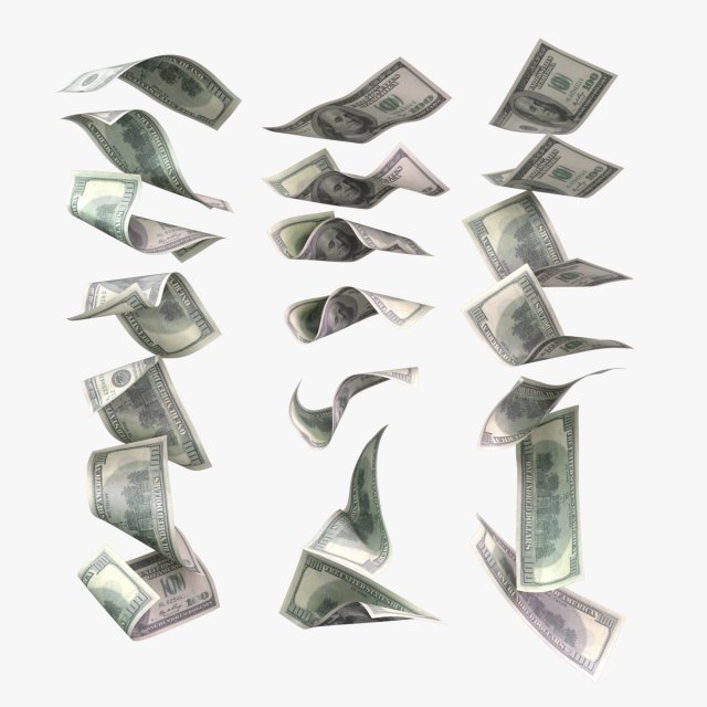 set of dollar bills Modelo 3D .c4d .max .obj .3ds .fbx .stl .blend 