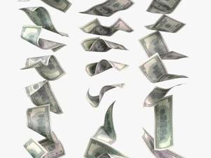 набір доларових купюр 3D Модель