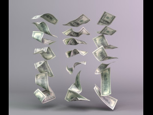 set of dollar bills Modelo 3D