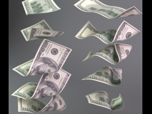 set of dollar bills Modelo 3D