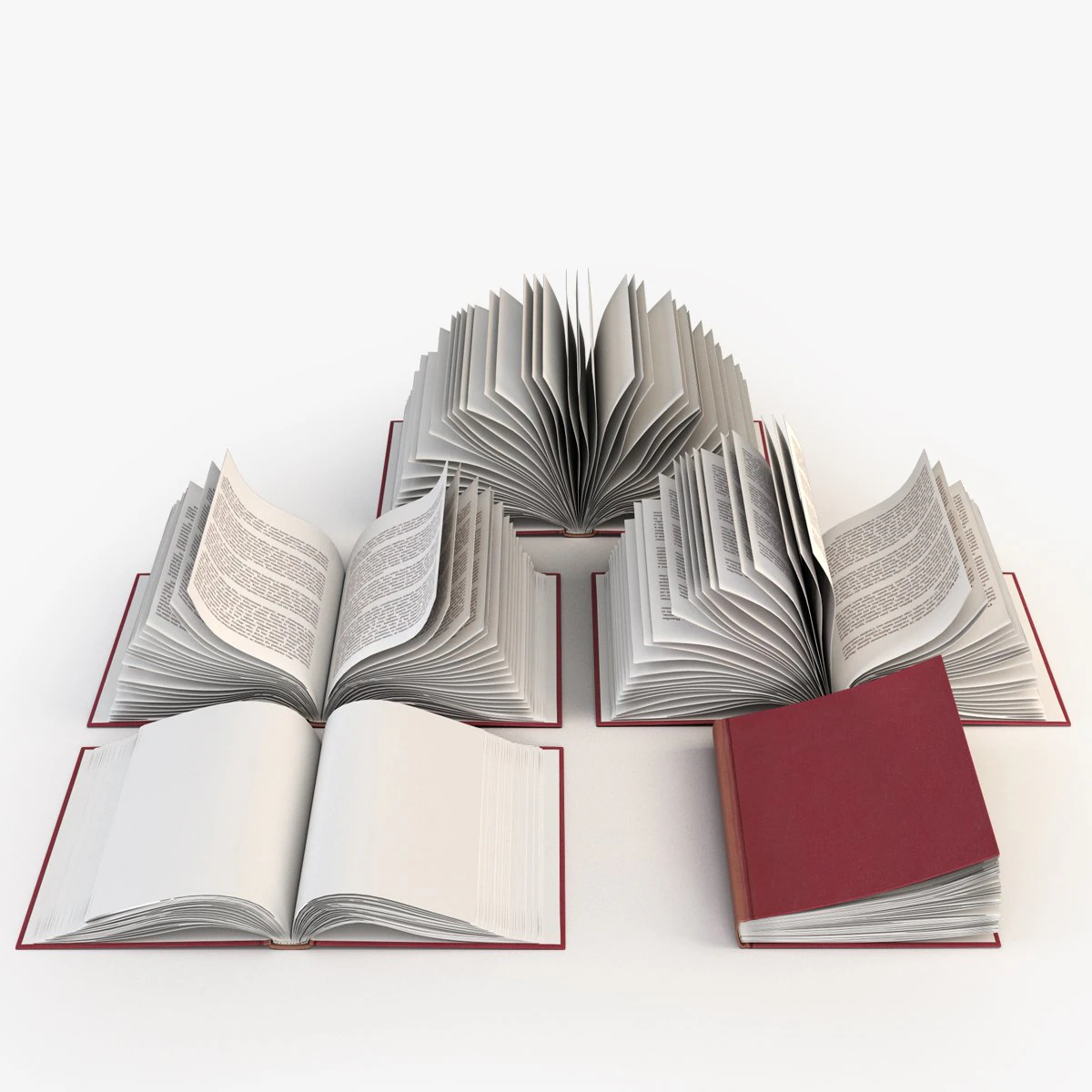 set of open books 3D Model .c4d .max .obj .3ds .fbx .stl .blend 