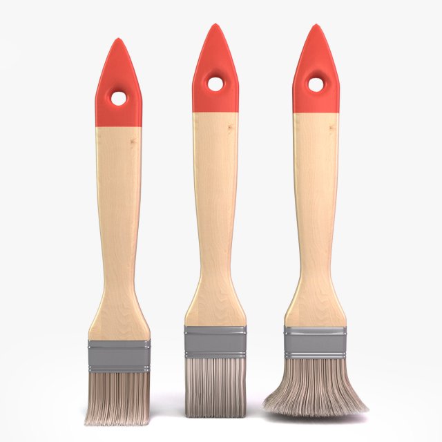 set of paint brushes 3D Modell .c4d .max .obj .3ds .fbx .stl .blend 