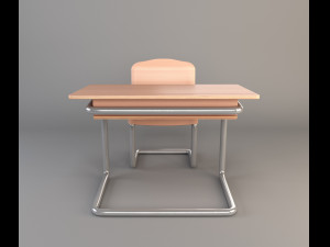 wooden school desk Modello 3D