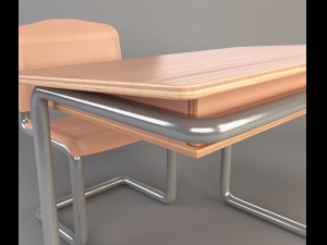wooden school desk Modello 3D