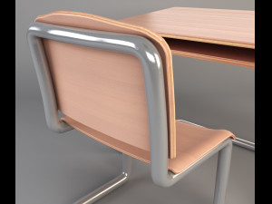 wooden school desk Modello 3D